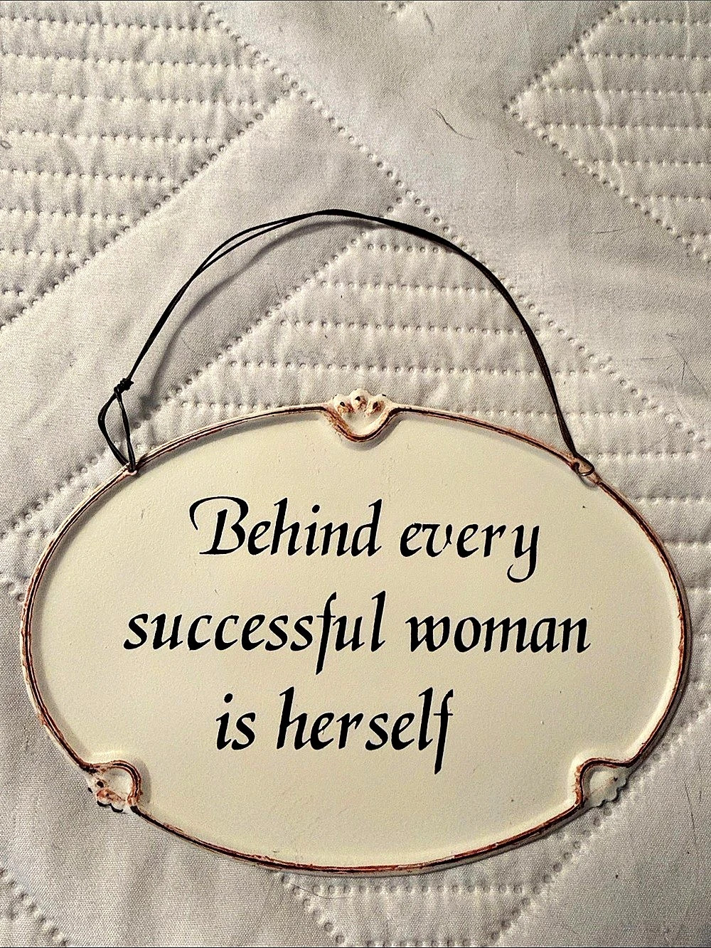 Inspirational Hanging Metal Plaque Black & Cream